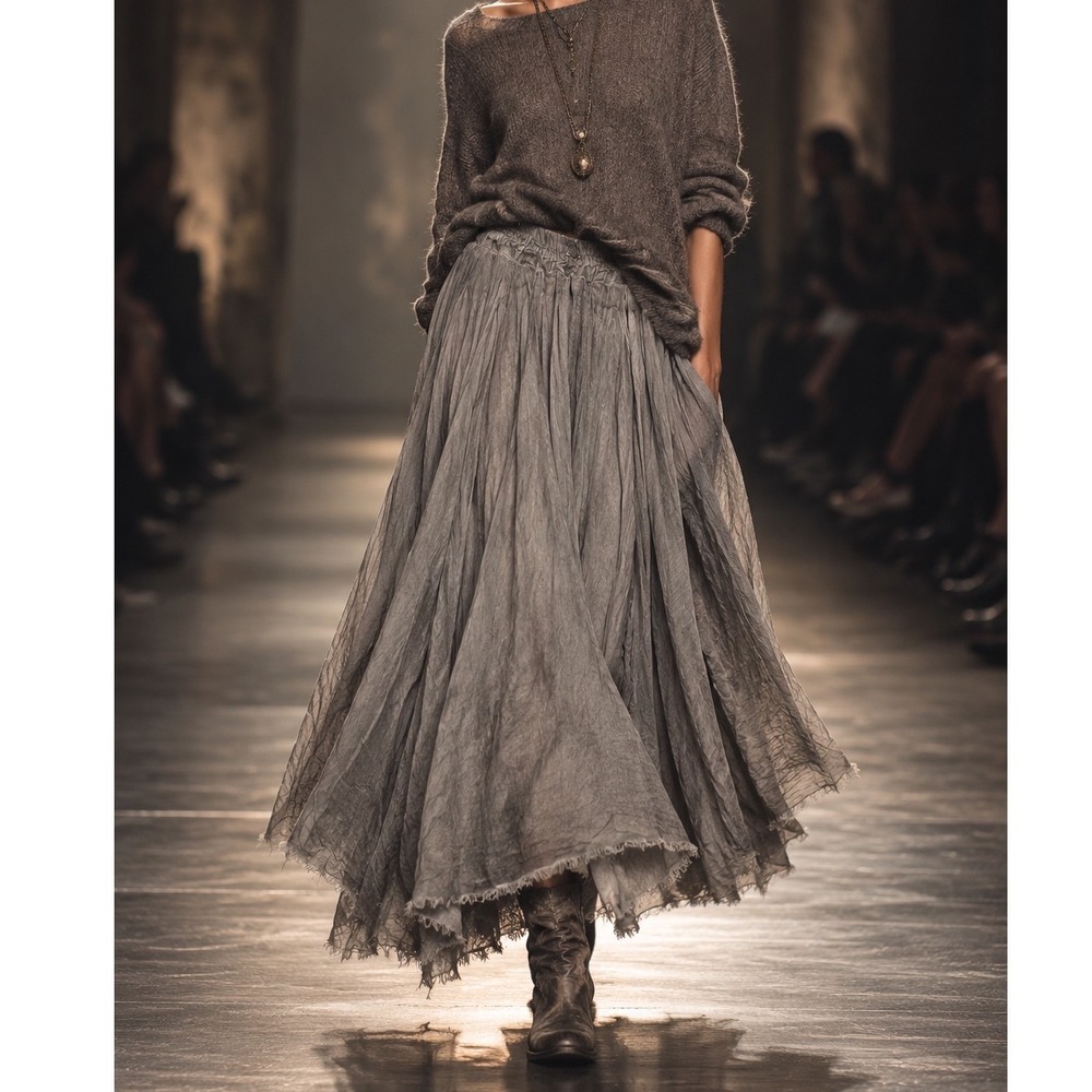 AMICI by Baci Skirt Womens L Gray Lagenlook Avant-Garde Deconstructed minimalist